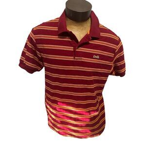 Le Tigre Mens XL Red/Orange Short Sleeve Striped Polo